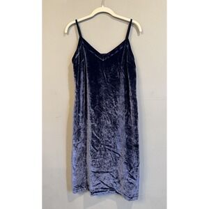 By Athropologie‎ Blue Velvet Spaghetti Strap Knee Length Dress Medium